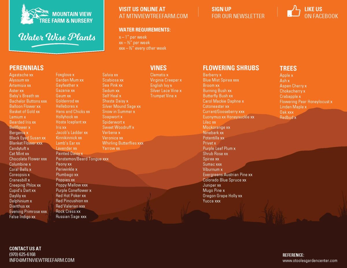 Water Wise Plants Mountain View Tree Farm